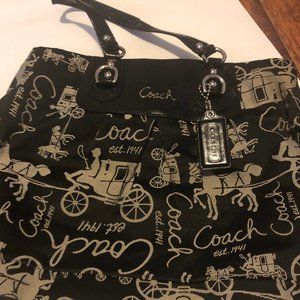✰ Coach Tote ✰ (Black // Horse Pattern)
